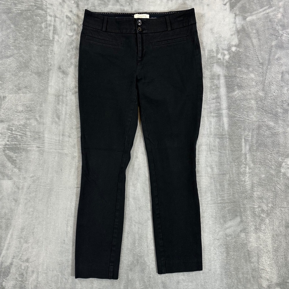 Anthropologie The Essential Slim Pants Womens Size 0 Black Mid Rise Trousers